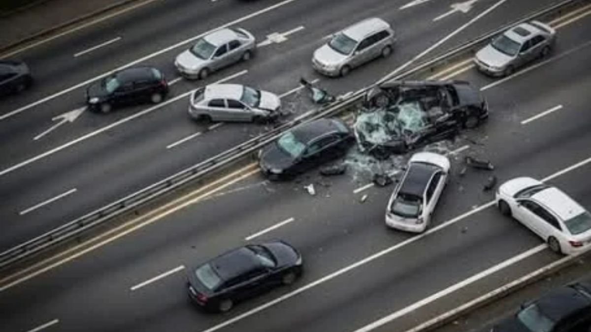 young multi car accident